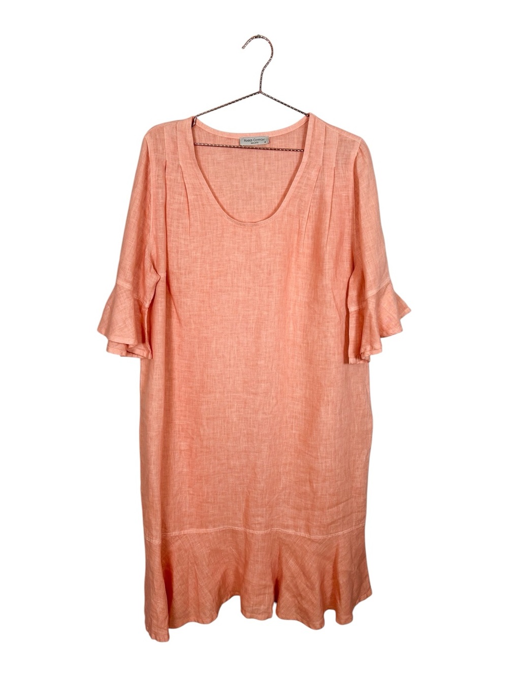 Haris Cotton Ruffle Sleeve Linen Shift Dress